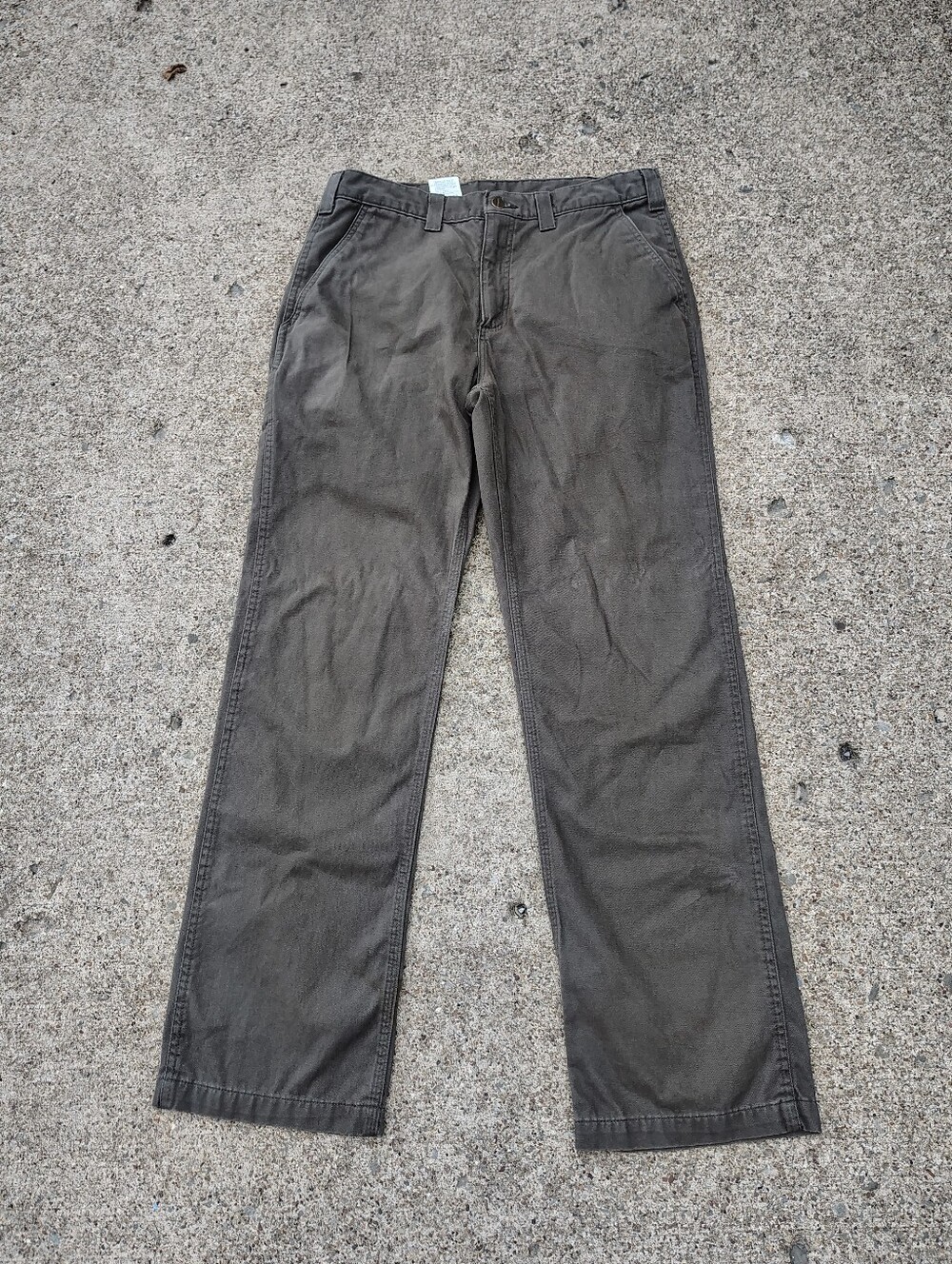 Carhartt 100095 Relaxed Fit Twill Work Pants Mens 34x32 Khaki Gray 100% Cotton